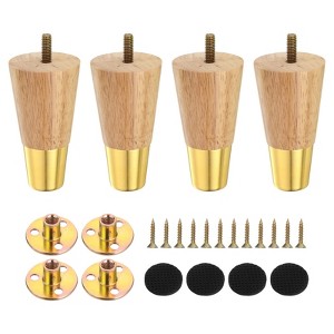 Unique Bargains Round Wood Chair Desk Furniture Legs with Mounting Screws 4 Pcs - 1 of 4