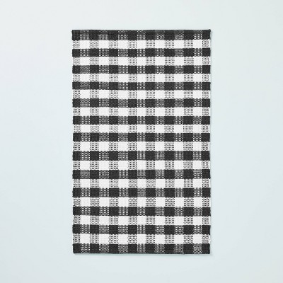 Textured Gingham Indoor/Outdoor Woven Area Rug Dark Gray/Cream - Hearth & Hand™ with Magnolia