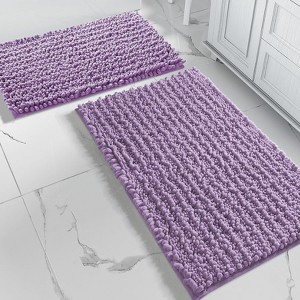 Home Mart Goods Large 2 Piece Set Lavender Soft Cozy Plush Chenille Bath Mat Bathroom Rug - 1 of 4