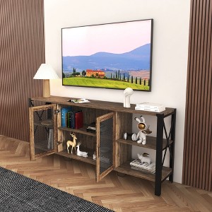 NicBex TV Stand for 80 Inch TV with Glass-Door Cabinet,TV Entertanment Center with Open Storage Design,Modern TV Console Table for Living Room - 1 of 4