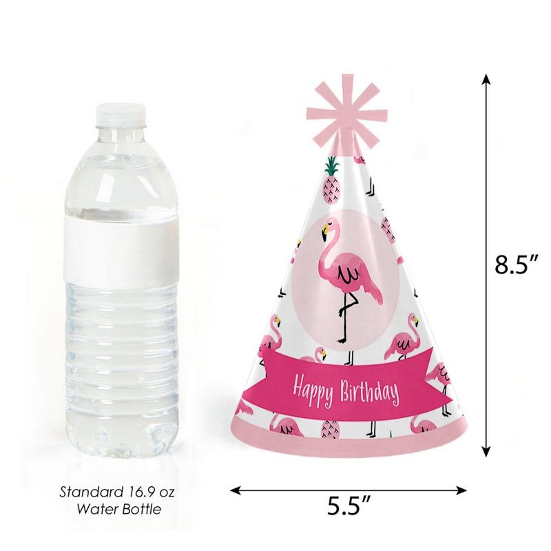 Big Dot of Happiness Pink Flamingo - Party Like a Pineapple - Tropical Summer Cone Happy Birthday Party Hats for Kids & Adults - 8 Ct (Standard Size), 3 of 8