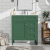 Vynxaria 30inch Green Modern Single Sink Freestanding Bath Vanity with White Ceramic Top Two Full Extension Drawers One Tip Out Drawer Soft Close Door - 4 of 4