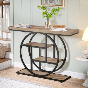 MAYEERTY 41.3" End Table, Industrial 4-Tier Sofa Entryway Table with Circle Base - 1 of 4