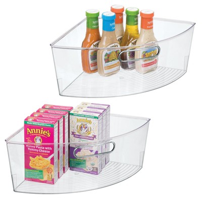 Mdesign Plastic Lazy Susan Organizer Bins With Handle For Kitchen, 2 ...