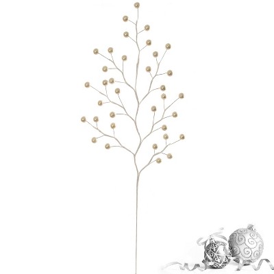 Floral Home 17" Pearl White Berry Stem - Christmas Décor - 24-Piece