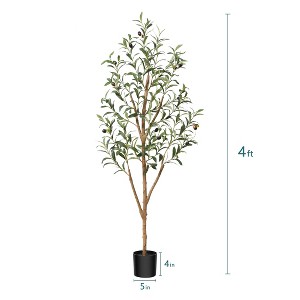 Kazeila 4-7ft Artificial Olive Tree Tall Faux Silk Plant Fake Potted Tree with Natural Wood Trunk and Lifelike Fruits for Home Office Decor Indoor - 1 of 4