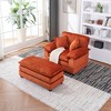 Corduroy Chaise Lounge Single Sofa With 2 Toss Pillows and a Ottoman Upholstered Accent Chairs, White/Orange/Green/Gray/Black-ModernLuxe - 3 of 4
