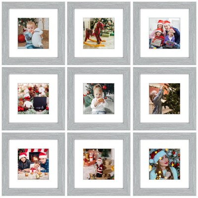 Golden State Art 6x6 Wood Picture Frame 0.84 Inch Thickness for 4x4 Picture - Pack of 9