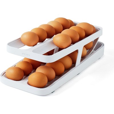 RollDown Egg Dispenser, Space-Saving Rolling Eggs Organizer for Refrigerator