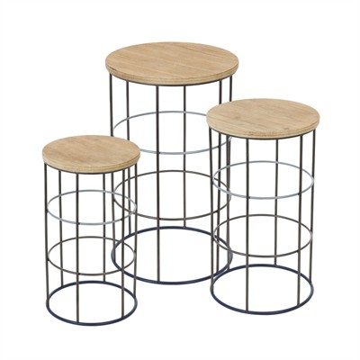 Cape Craftsmen Metal And Wood Side Table Set Of 3