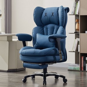 Big and Tall Office Chair with Footrest - Efomao High Back Executive Desk Chair with Wide Seat, Adjustable Armrests, Ergonomic Computer Chair, Blue - 1 of 4