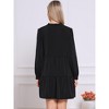 INSPIRE CHIC Women's Fall Ruffled V neck Long Sleeve Flowy Babydoll Tiered Shift Tunic Dress - 3 of 4