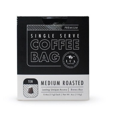 Lua Coffee Premium Blend - Single Serve T-bag Style Coffee - 10 Pouches Per Box