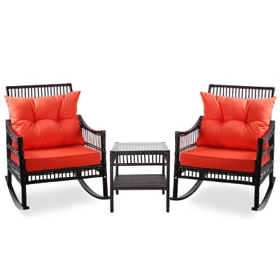 3pc Rattan Seating Group with Cushions - Vasagle