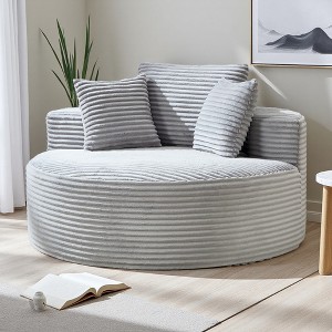 Round Memory Foam Sofa Bed with Sectional Design & 3 Pillows - 1 of 4