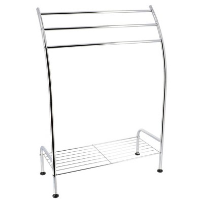 Evideco French Home Goods Freestanding Curved 3 Towels Stand with Shelf Chromed Metal