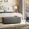 43.5" Faux Leather Storage Ottoman Bench with Stitching and Safety Hinges for Bedroom & Entryway - 3 of 4
