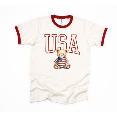 Simply Sage Market Women's USA Bear Short Sleeve Ringer Tee