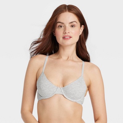 Women's Cotton Unlined Demi Bra - Auden™ Heathered Gray 32C