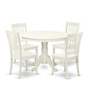 Round Dining Set 5Pc Asian Style - 42 Inch Table & 4 Chairs - Modern Elegant Dining Room Furniture - 1 of 4
