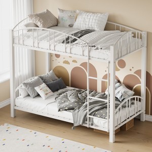 COZONY Twin Loft Bed with Stairs & Arched Guardrail, Metal Slat Support, Space-Saving for Kids Room - 1 of 4