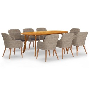 vidaXL 9 Piece Patio Dining Set Brown - 1 of 4