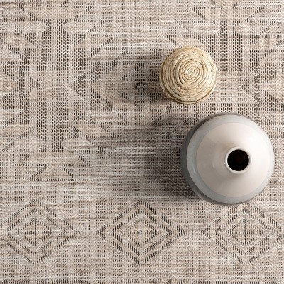 Riya Beige Geometric Washable Cotton Area Rug
