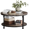 Coucheta 30.5/34.5" Round Coffee Table - 2-Tier Farmhouse Wood & Metal Design with Storage Shelf - 2 of 4
