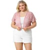 Agnes Orinda Women's Plus Size Short Sleeve Open Front Crochet Lace Allover Cropped Cardigan - 3 of 4