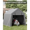 Heavy-Duty Outdoor Storage Shed, Waterproof & UV-Protected Motorcycle Shelter with Roll-Up Door, Ventilation, Grey Carport Tent for Bike, Tools - 2 of 4