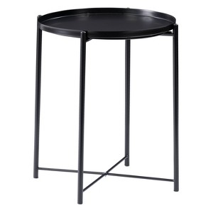 Ayla Metal End Table with Removable TrayBlack - CorLiving: Chic Mid-Century, Spot Clean, No Tools Assembly - 1 of 4