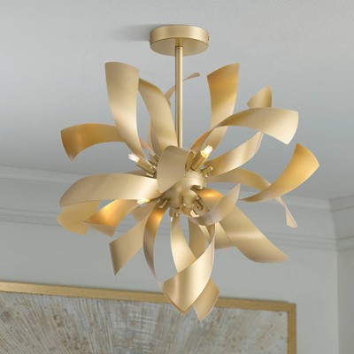 Modern Gold Twisted Metal Semi Flush Mount LED Ceiling Light