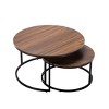 Kumasinova Set of 2 Round Coffee Table for Living Room,Nesting Coffee Table with Metal Legs,Modern Center Table for Office,Bedroom,Brown - 4 of 4