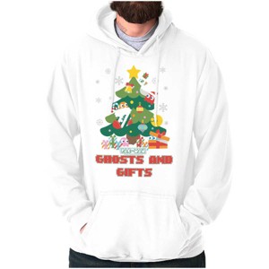 PACMAN Christmas Tree Ghost and Gifts Hoodie Sweatshirt Women Men Brisco Brands - 1 of 4