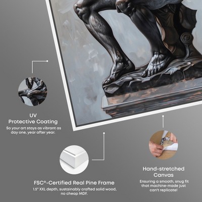 Notori Art Notoriart Ebony Statue In Thought Framed Style 1 Piece Canvas Wall Art