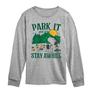 Boys' - Peanuts - Park It And Stay Awhile Long Sleeve Graphic T-Shirt - 1 of 4