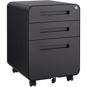 INFURNIC Decorative Storage Cabinet 3 Drawer Mobile File Cabinet with Lock for Office Use, Black, 21"*18"*24" - 1 of 4