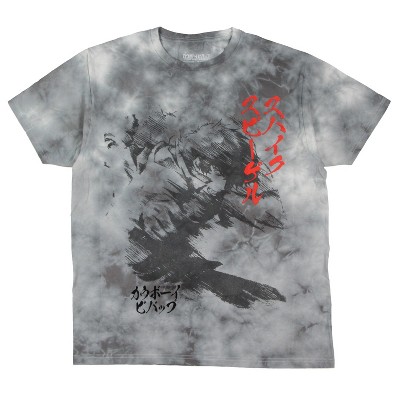 Cowboy Bebop Men's Spike Blurred Character Design Mineral Wash T-Shirt