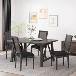 Set of 4 Regina French Country Wood and Cane Upholstered Dining Chairs - Christopher Knight Home - 1 of 4
