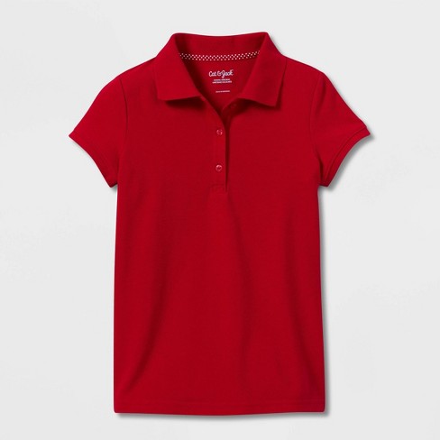 Girls' Short Sleeve Pique Uniform Polo Shirt - Cat & Jack™ Red Xxl Plus ...