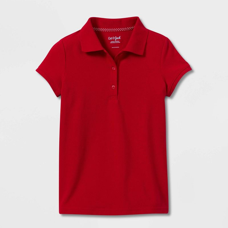 Girls' Short Sleeve Pique Uniform Polo Shirt - Cat & Jack™, 1 of 4