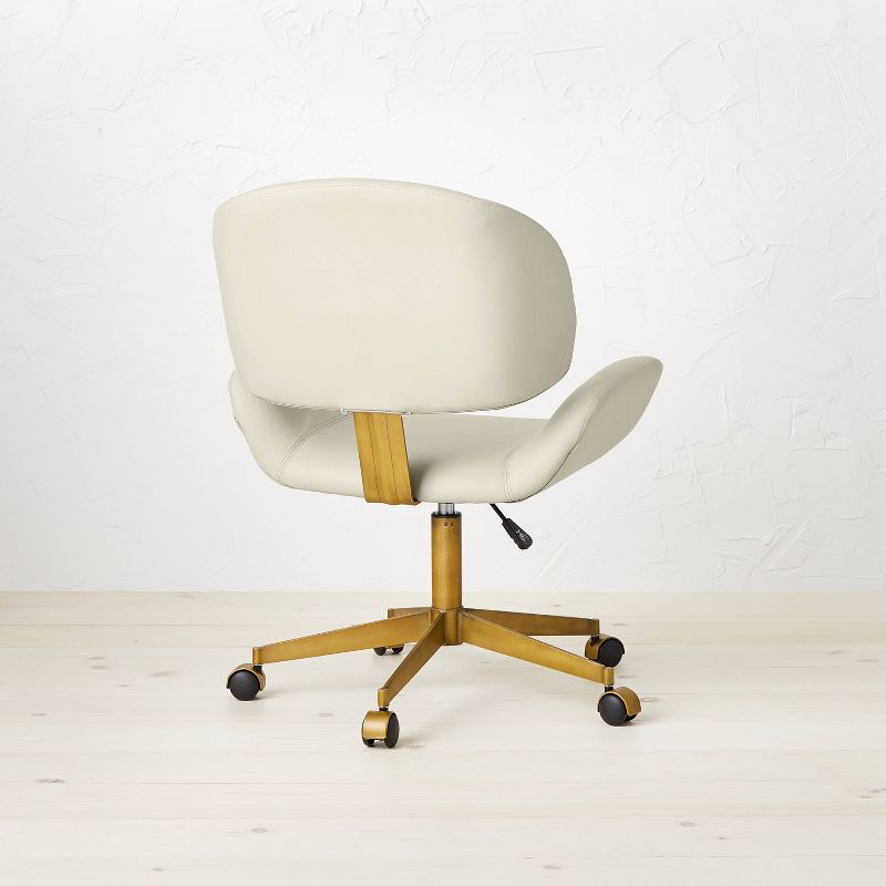 Mahonia Faux Leather Office Chair Cream/Aged Brass - Opalhouse&#8482; designed with Jungalow&#8482;, 5 of 11