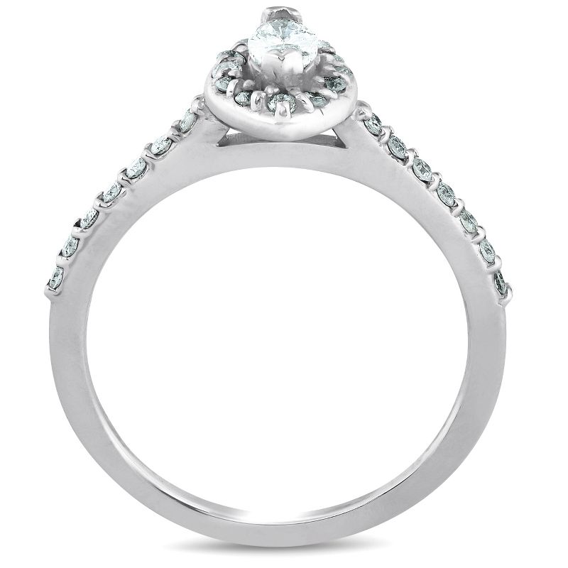Pompeii3 1/2ct Halo Marquise Diamond Engagement 14K White Gold Ring Lab Created, 4 of 6