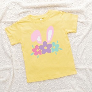 The Juniper Shop Bunny Ears With Flowers Toddler Short Sleeve Tee - 1 of 2