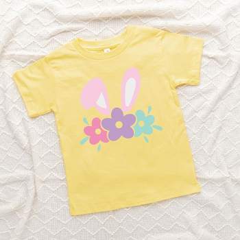 The Juniper Shop Bunny Ears With Flowers Toddler Short Sleeve Tee