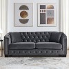 VYNXARIA 77-Inch Modern Velvet Sofa, 3-Seater Sofa, Tufted Backrests with Nailhead Arms and 2 Cushions for Living Room, Bedroom, Apartment(Grey) - 2 of 4