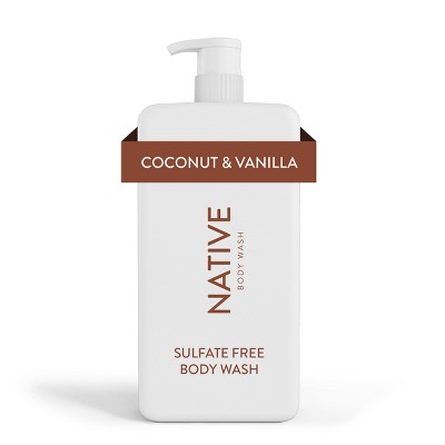 Native Body Wash for Women & Men - Coconut & Vanilla - Sulfate Free with Pump - 36 fl oz