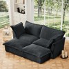 Oversized 83.4" Corduroy Slipcovered 2 Seater Modular Sleeper Sectional Sofa Bed with French Edges and Removable Covers, 4-Piece Free combination - 3 of 4