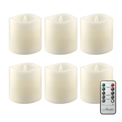 6pk Real Wax LED Candles with Remote Control Ivory - Stonebriar Collection