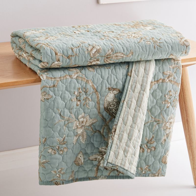 Lyon Teal Toile Quilted Throw - Levtex Home, 2 of 5